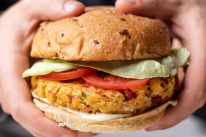 Roasted Red Pepper Salmon Burgers